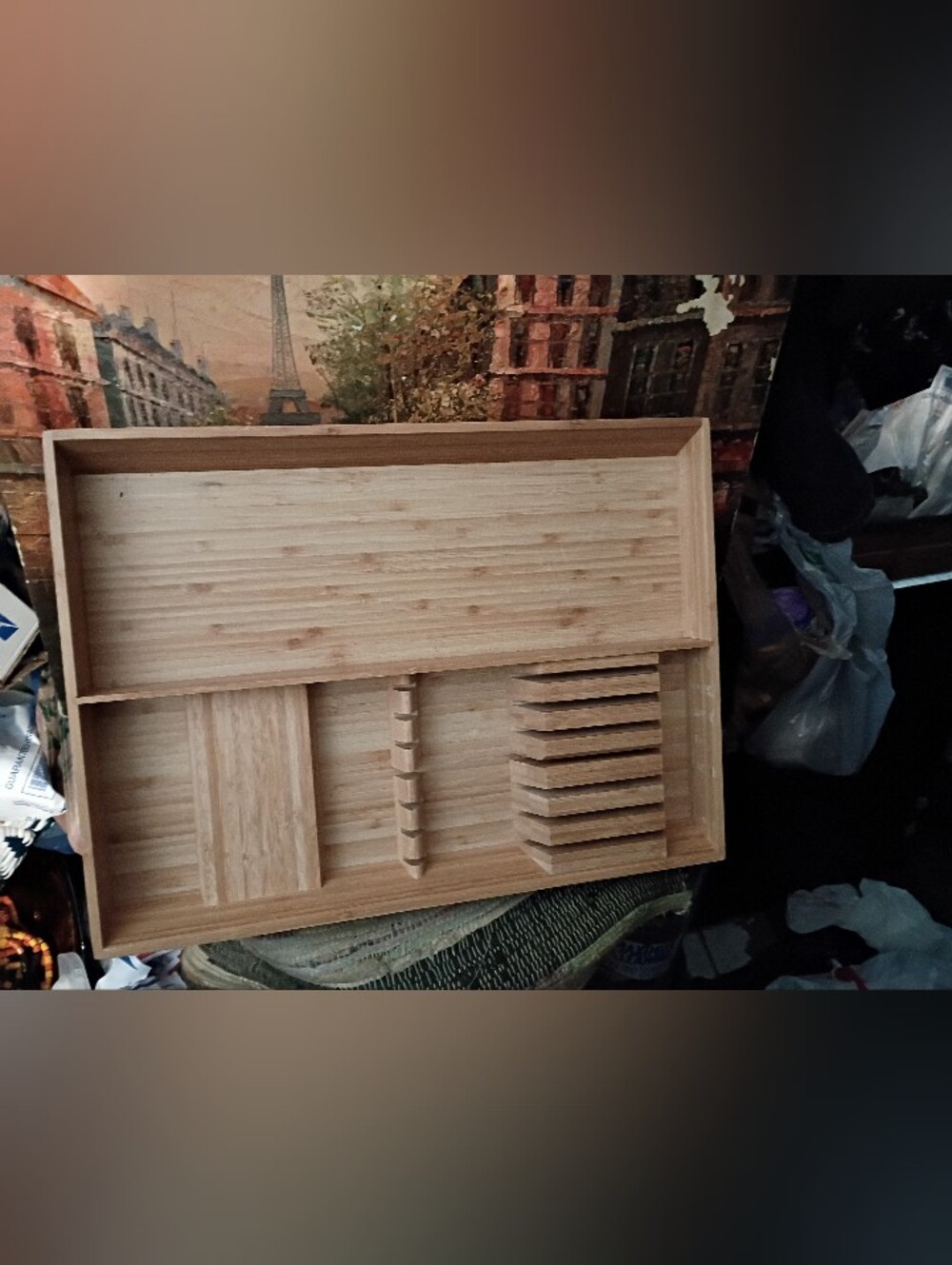 Bamboo Knife & Cuttlery Organizer Tray Design & Quality Wood Kitchen GIFT. 🌉
